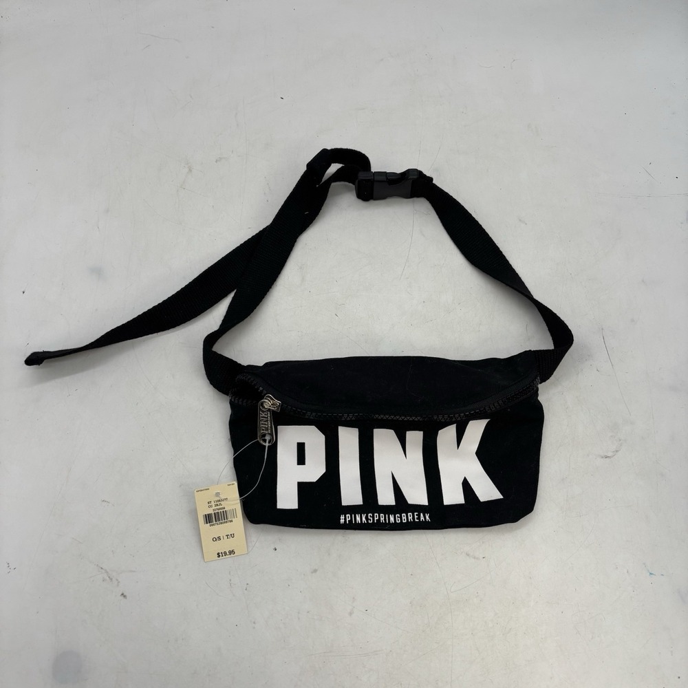VICTORIA'S SECRET PINK VS Spring Break Waist Pouch Fanny Pack Belt Bag Black NWT